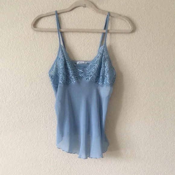 Je T'adore Babydoll Camisole Lace Cami Tank Top Chiffon - Picture 3 of 14